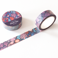 Washi tape with a colorful coral pattern on a white background