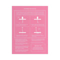 A pink instruction sheet titled 'PUNCHING THE CANVAS' with step-by-step diagrams and text for using a punch needle can, shown on a white background.