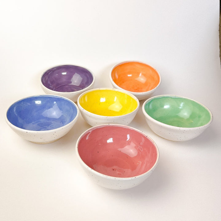 6 Colourful Trinket Dishes, small rainbow coloured bowls.