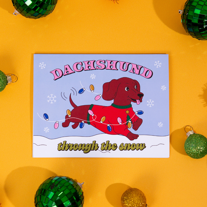 Dachshund Through The Snow Holiday Card