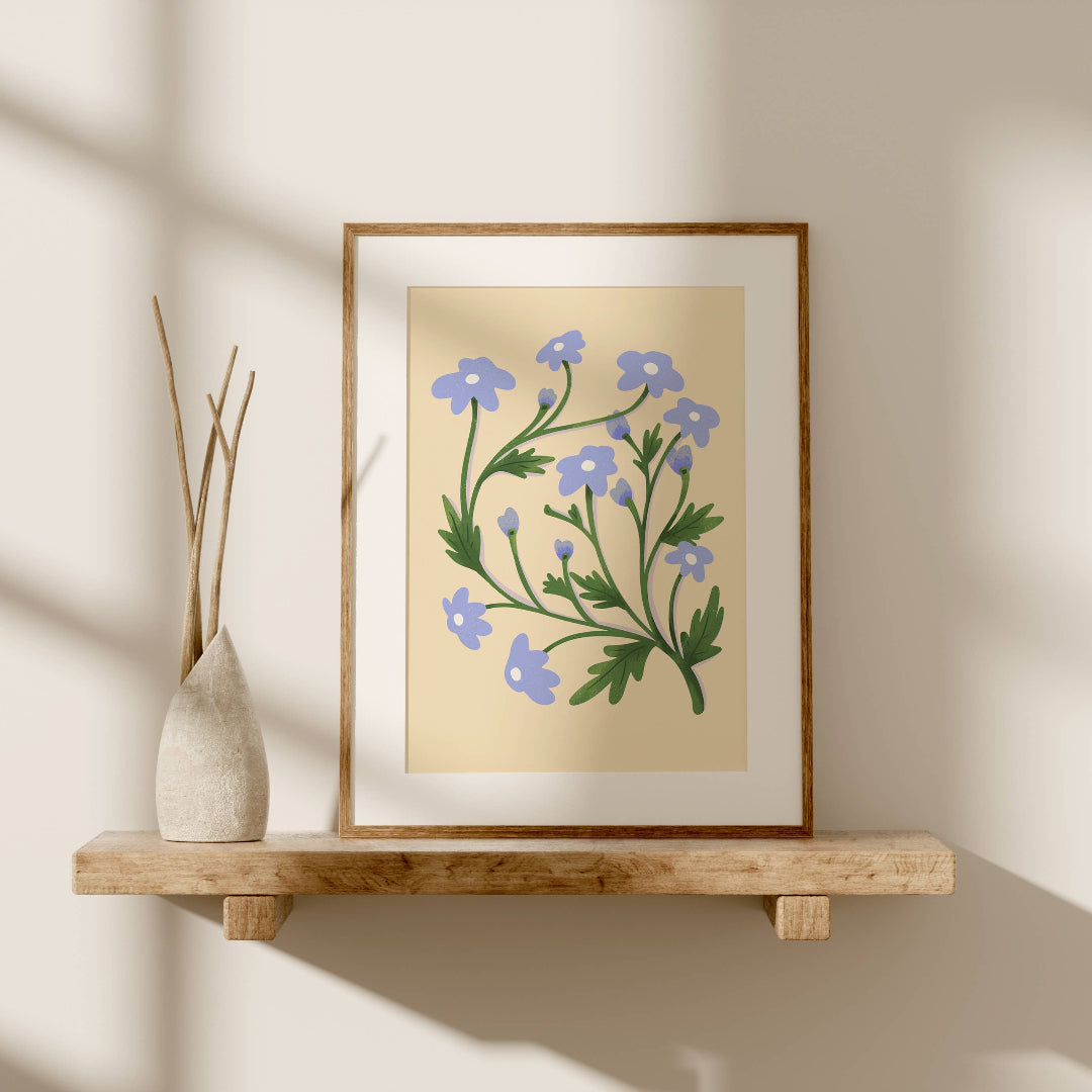 Dainty Blue Flowers Art Print