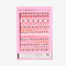 A sheet of Christmas-themed nail art stickers. The sheet is pink and has the brand name 