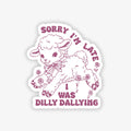 Sticker with a sheep design and text on a white background