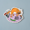 A cartoon illustration of a panicked orange cat surrounded by everyday objects like a vase, incense sticks, a cucumber, and a hairbrush. The text 