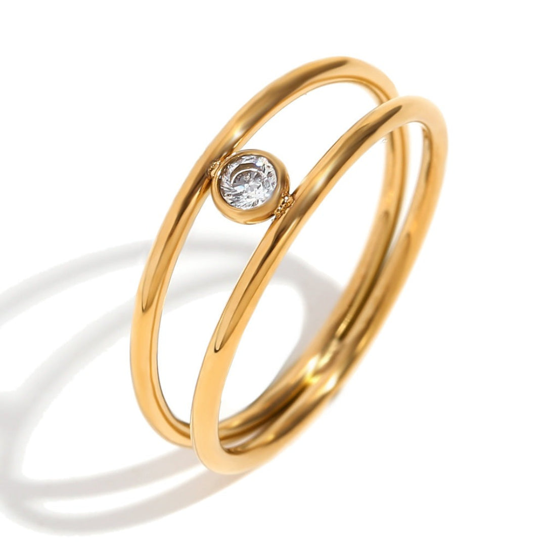 Double Layer White CZ Ring