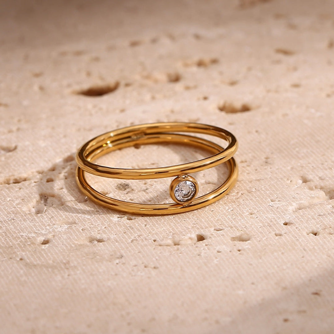 Double Layer White CZ Ring