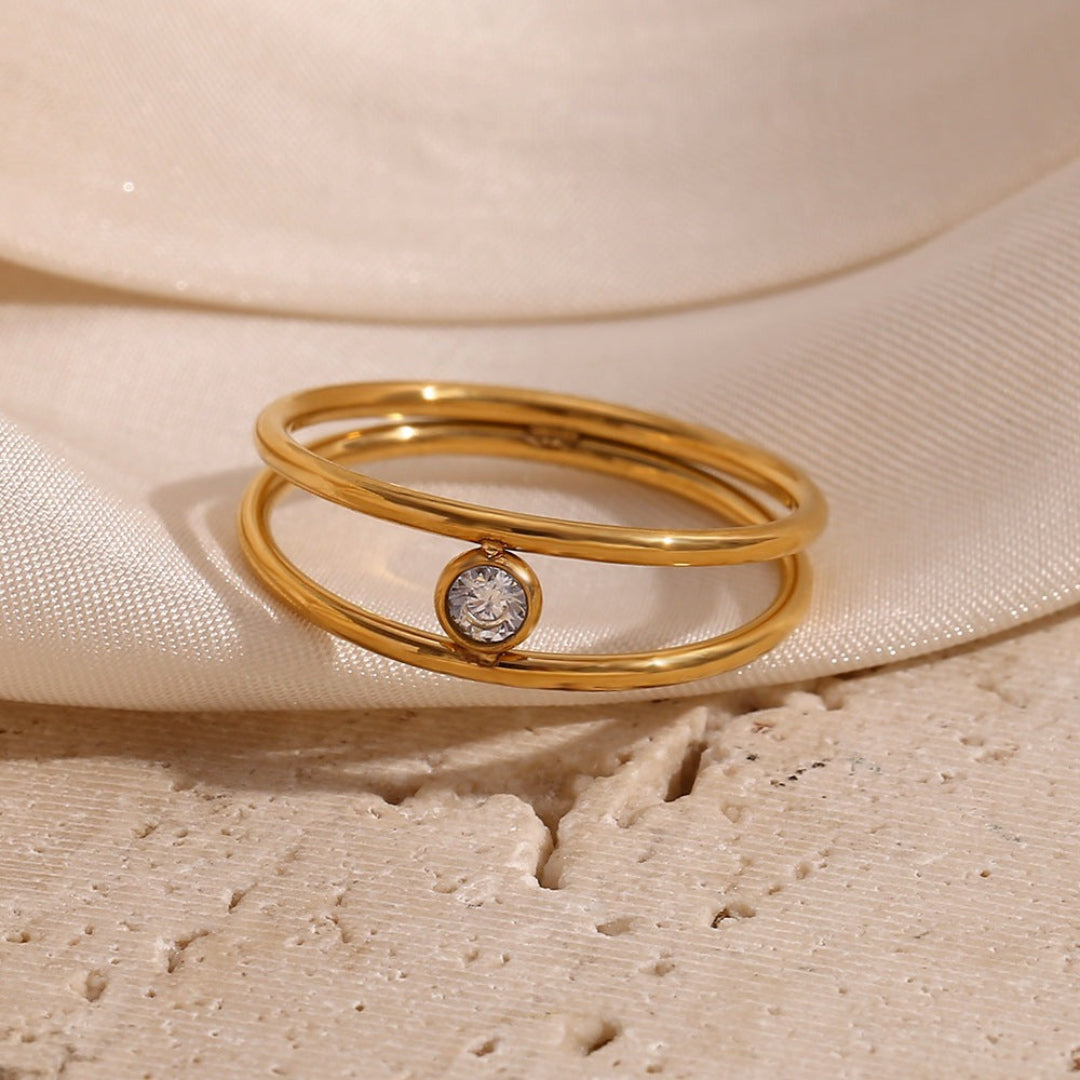 Double Layer White CZ Ring