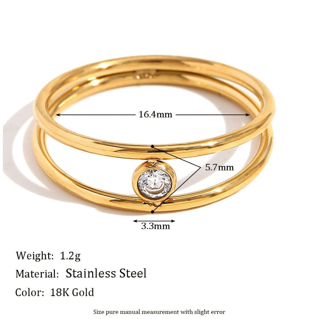 Double Layer White CZ Ring