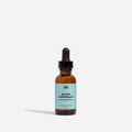 A small, amber glass dropper bottle of Epic Blend dry hair hydrating oil, featuring a light blue label with product details.