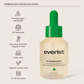 Everist Everboost Multi-Peptide Scalp Serum bottle with green cap on a light beige background