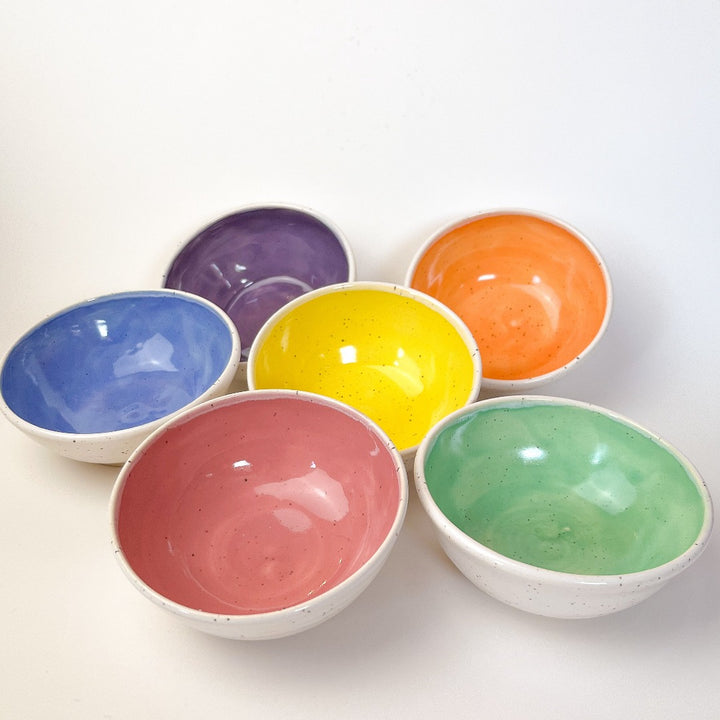6 Colourful Trinket Dishes, small rainbow coloured bowls.