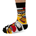 Sock with 'Father Farther of the Year' and 'Beans' text and graphics on a white background
