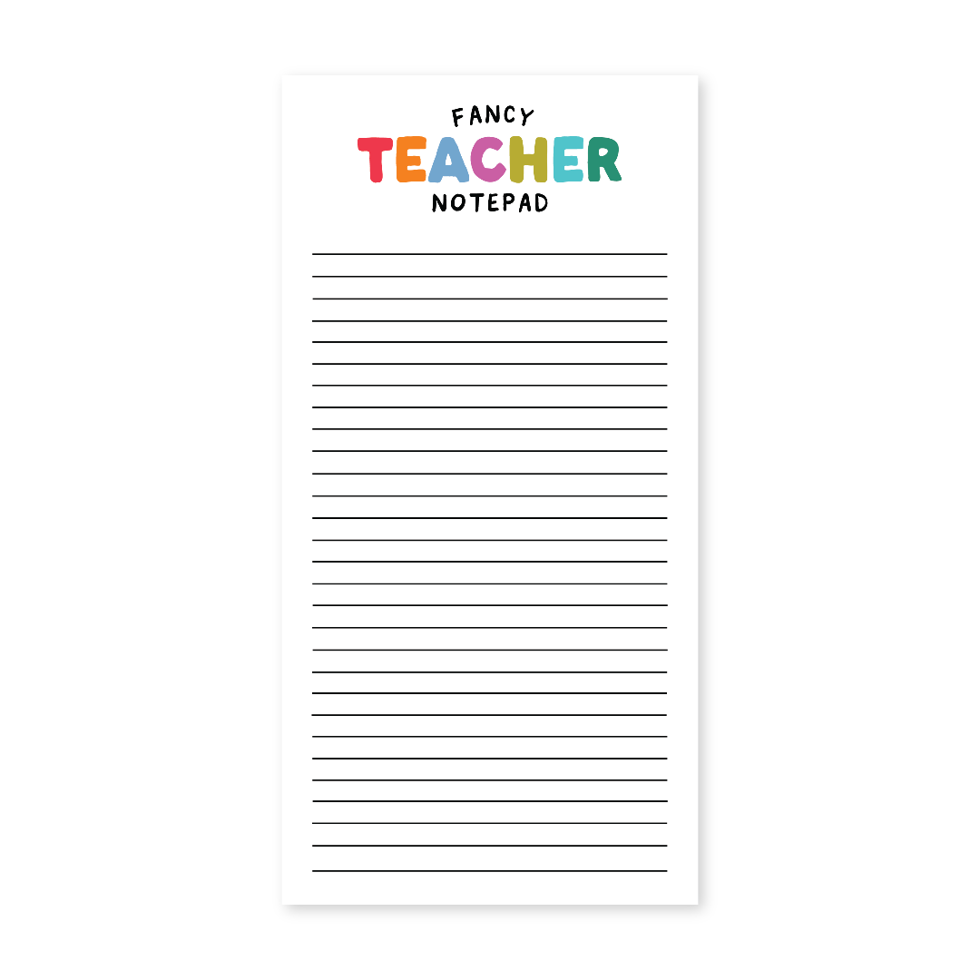 Notepad with 'Fancy Teacher' text on a white background