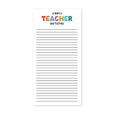 Notepad with 'Fancy Teacher' text on a white background
