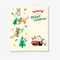 A pair of red socks with a festive cat design, packaged with a card. The socks feature cats playing with Christmas decorations, and the card has the text 
