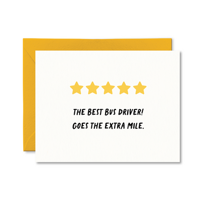 Five Star Bus Driver Thank You Card