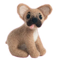 Stuffed animal dog toy with a brown and beige color scheme on a white background