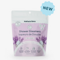 Package of naturebee shower steamers with lavender design on a white background