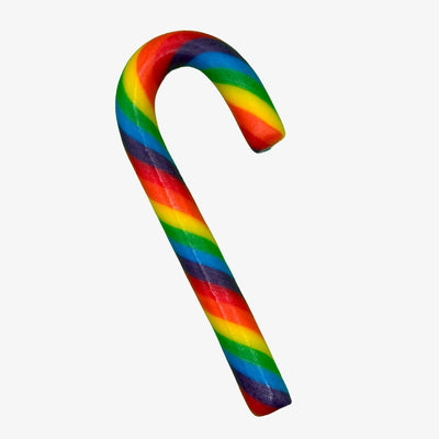 Rainbow candy cane on a white background