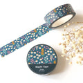 Washi tape with floral design on a white background