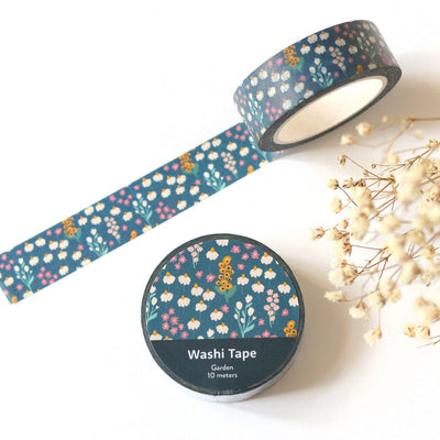 Washi tape with floral design on a white background
