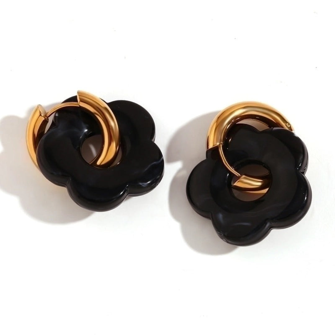 Gold Flower Hoops