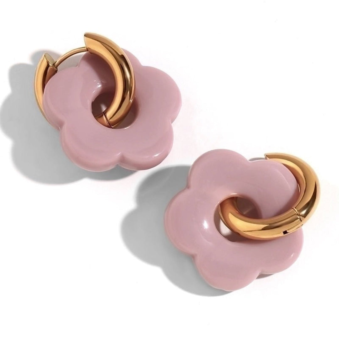 Gold Flower Hoops