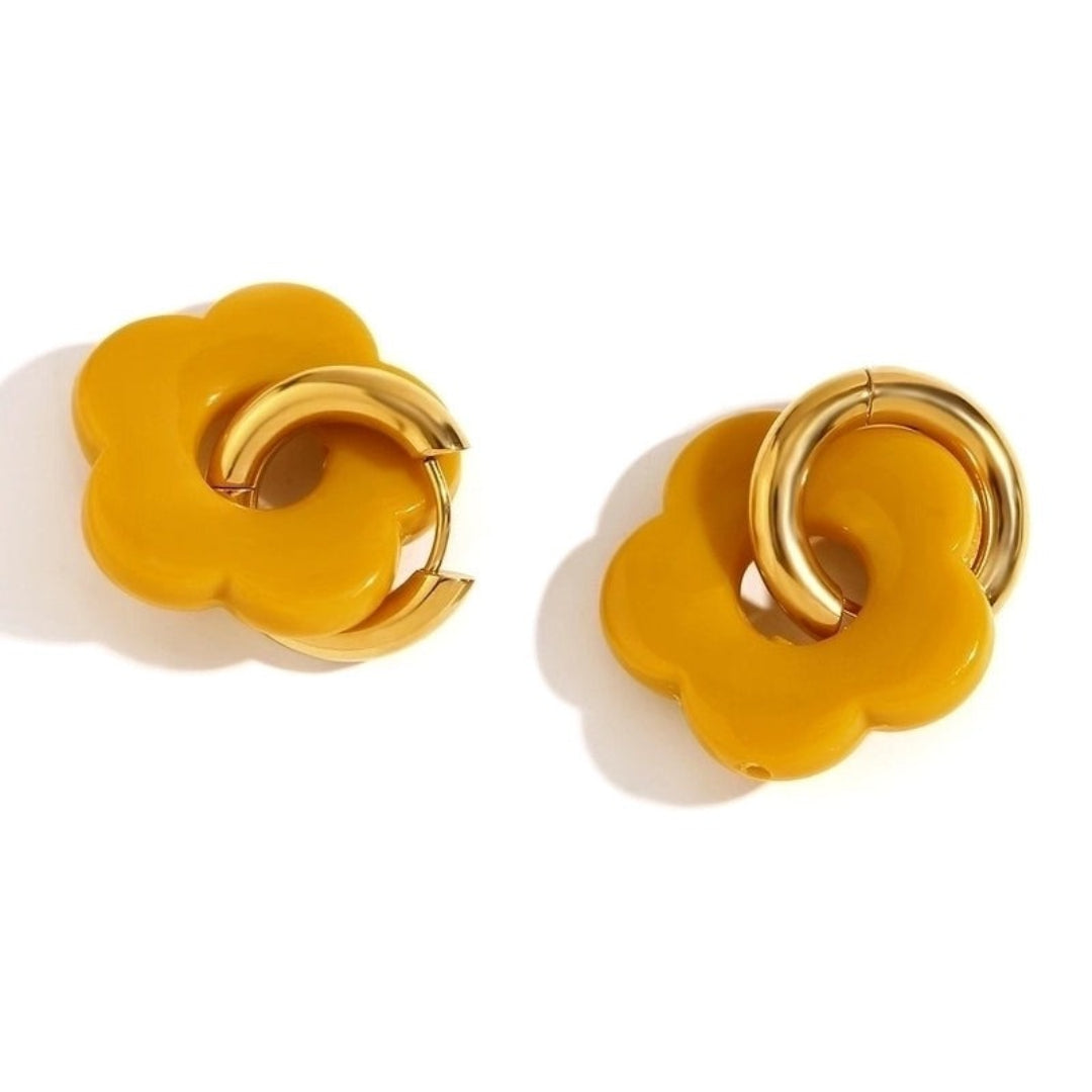 Gold Flower Hoops