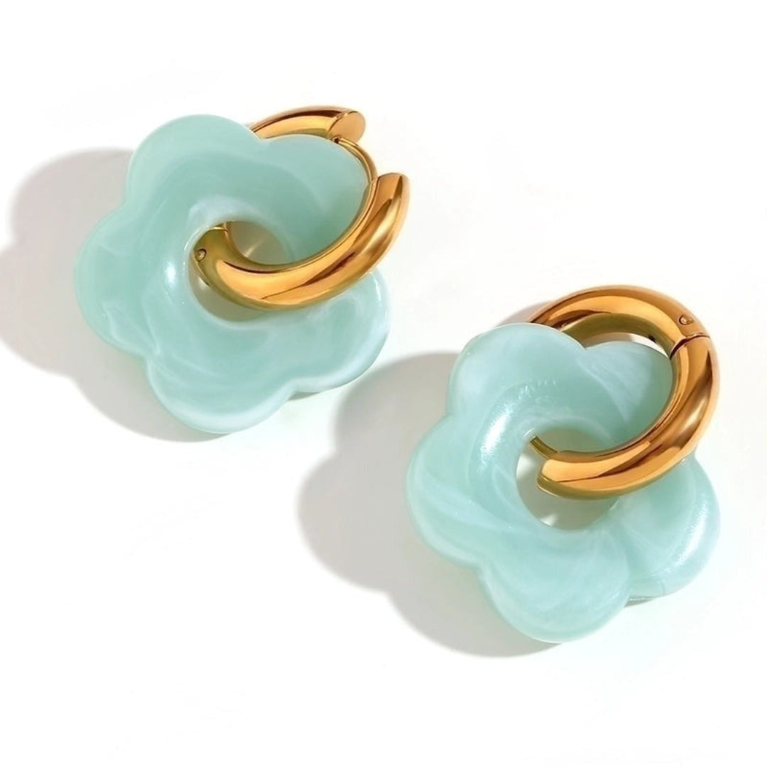 Gold Flower Hoops