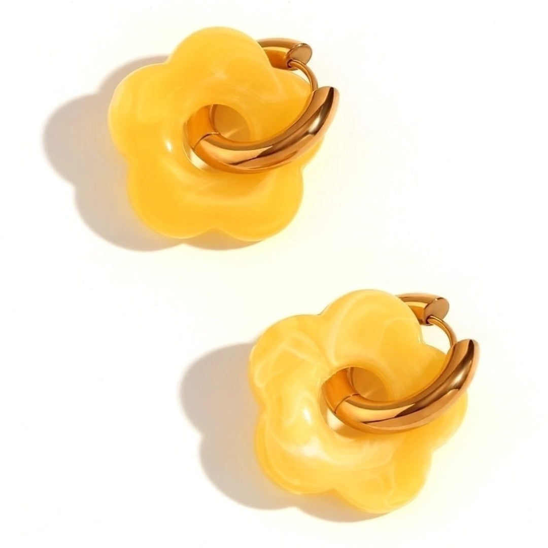 Gold Flower Hoops