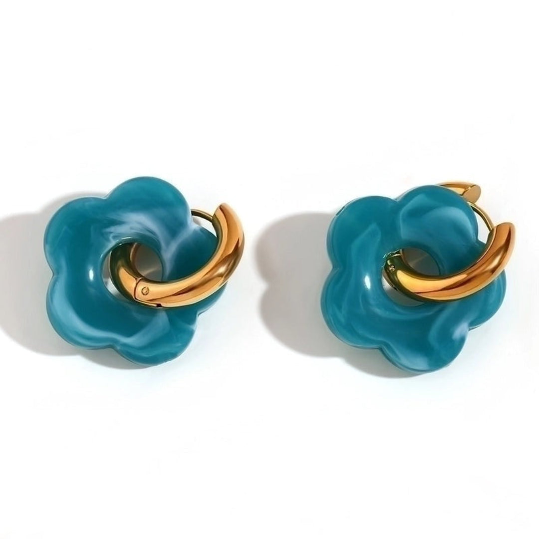 Gold Flower Hoops