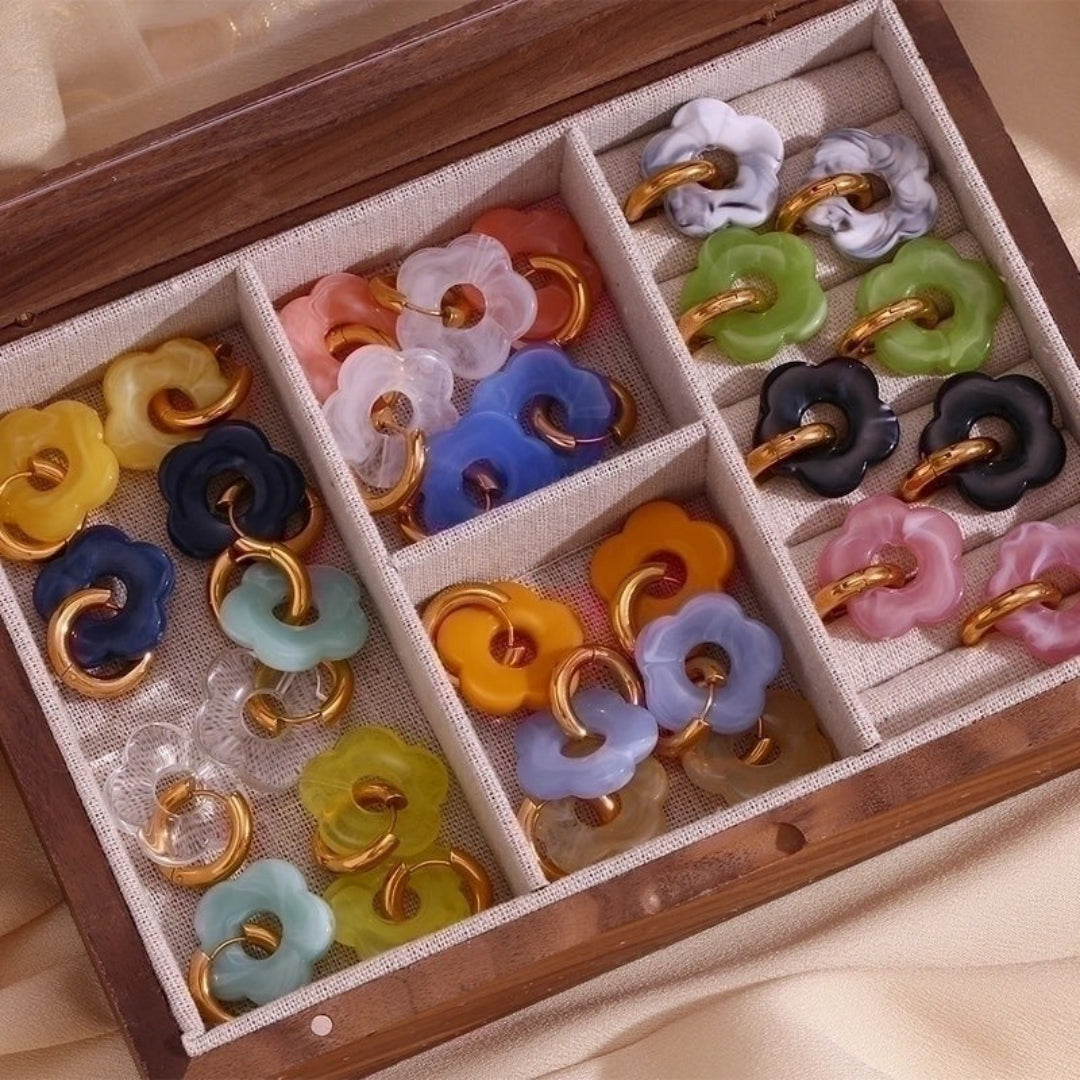 Gold Flower Hoops