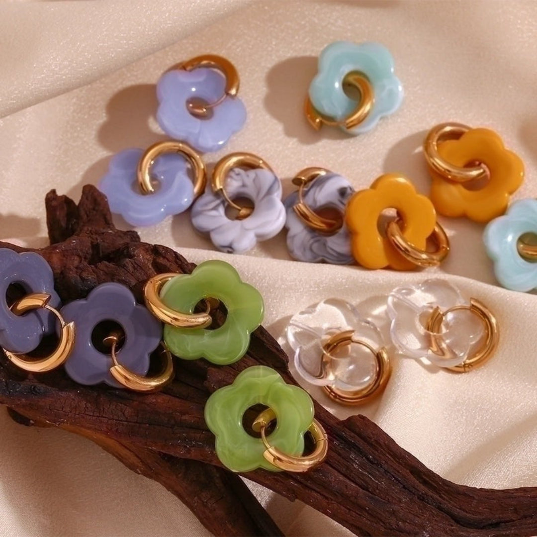 Gold Flower Hoops