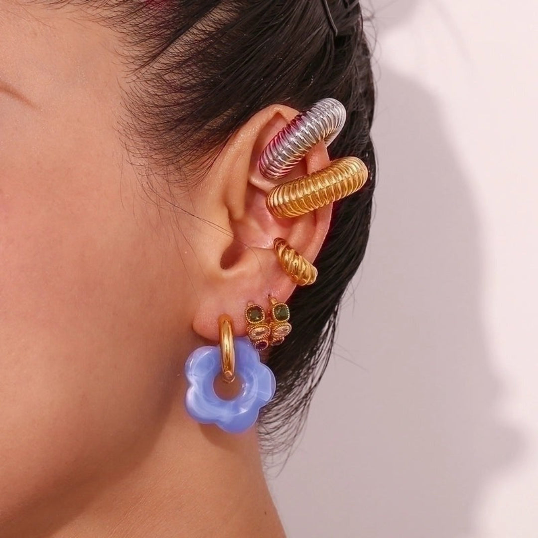 Gold Flower Hoops