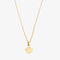 A gold necklace with a maple leaf pendant.