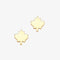 A pair of gold maple leaf stud earrings.