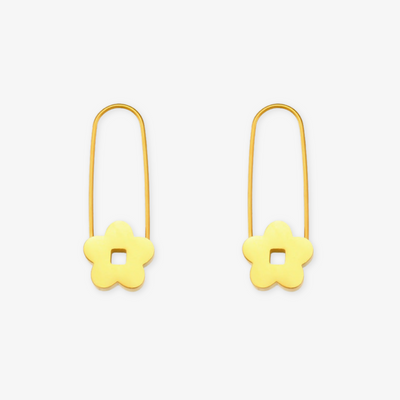 Gold Flower Pin Earrings