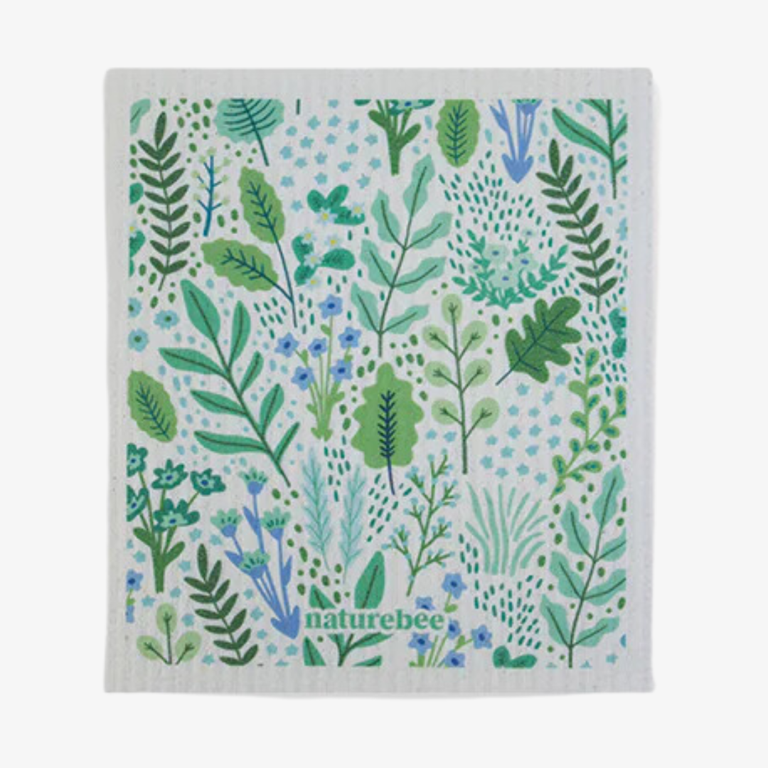 Green Floral Sponge Cloth