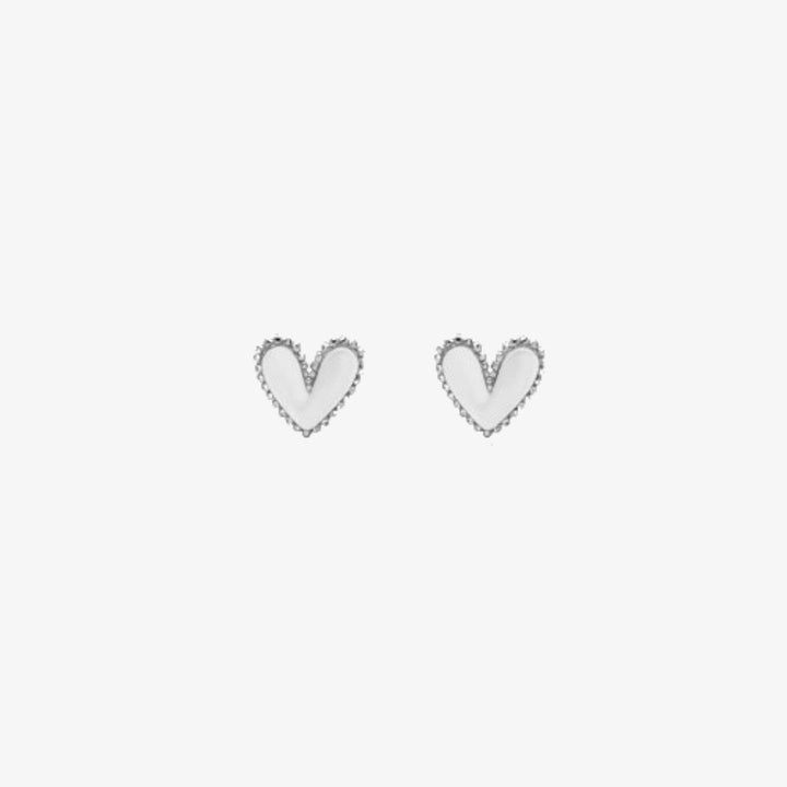 Beaded Border Heart Studs