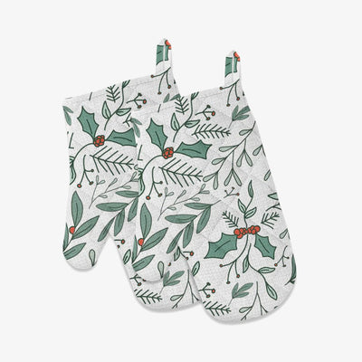 Christmas Leaves Oven Mitts