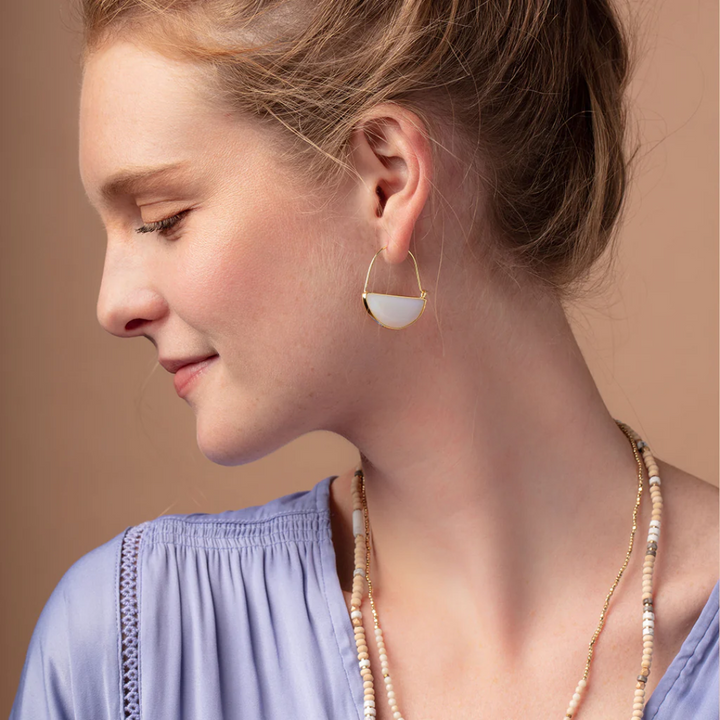 Stone Prism Hoop / Opalite & Silver