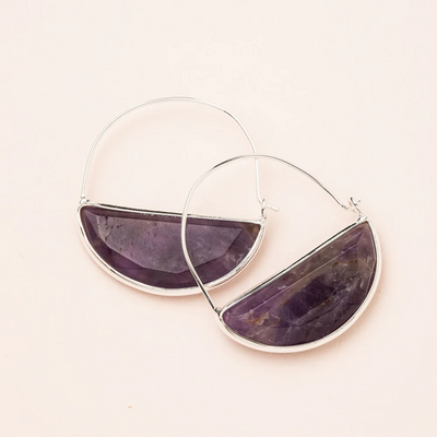 Stone Prism Hoop / Amethyst & Silver