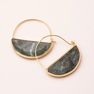 Stone Prism Hoop / Labradorite & Gold