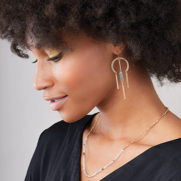 Dream Stone Earrings / Labradorite & Gold