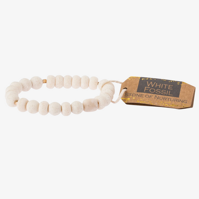 Stone Stacking Bracelet / White Fossil