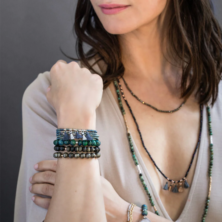Stone Stacking Bracelet / Azurite