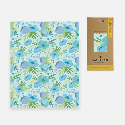 Floral Jumbo Beeswax Wrap an extra large beeswax food wrap in a blue floral pattern.
