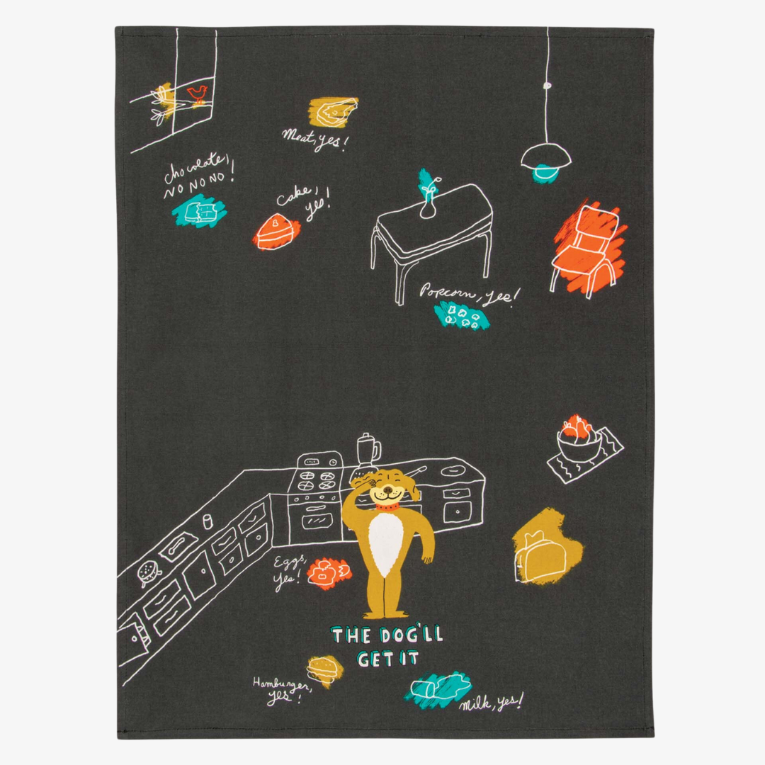 The Dog'll Get It Dish Towel