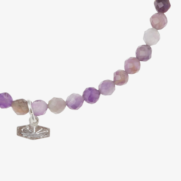 Mini Faceted Stone Stacking Bracelet / Amethyst & Silver