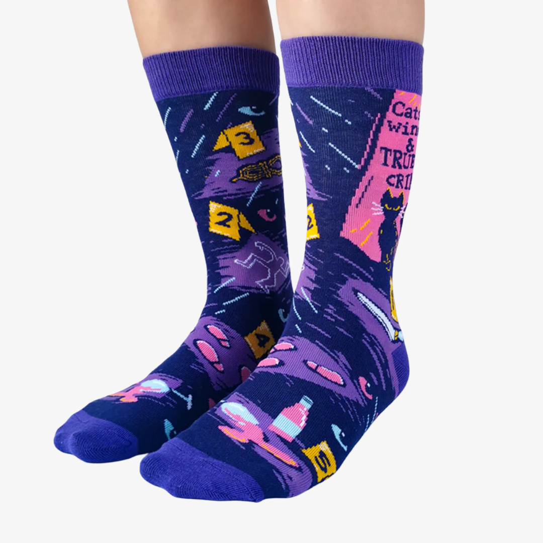 Cats, Wine and Crime Womens Socks